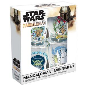 New! Star Wars Mandalorian Shot Glass Christmas Set of 4 Grogu Holiday Drinks